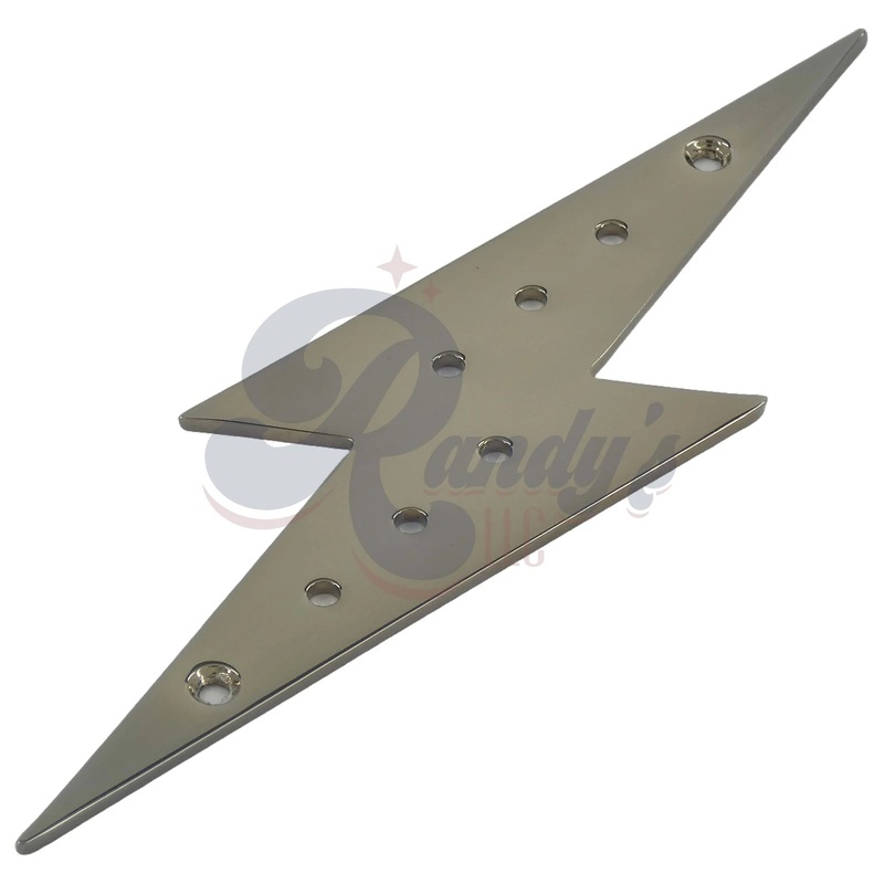 Advanced Plating | “Lightning Bolt” String Plate Tailpiece (NOS) – CLOSEOUT Black Nickel/Pearl Chrome