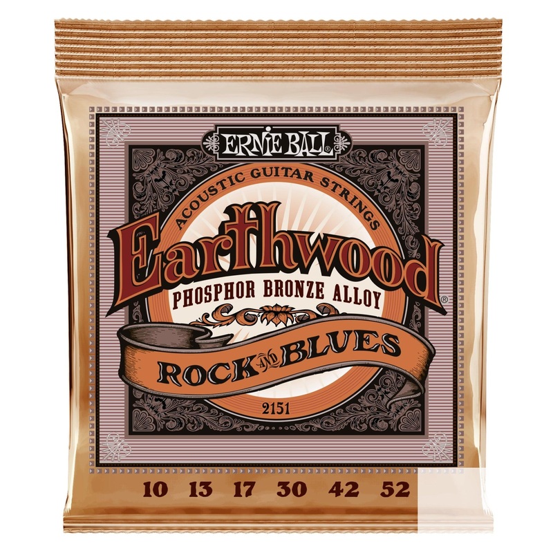 Ernie Ball Rock and Blues w/Plain G Earthwood Phosphor Bronze Acoustic Guitar Strings 10-52 Gauge