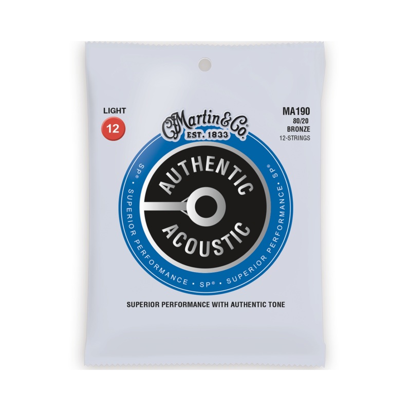 Martin MA190 Authentic Acoustic SP 80/20 Light 12-String Acoustic Guitar Set