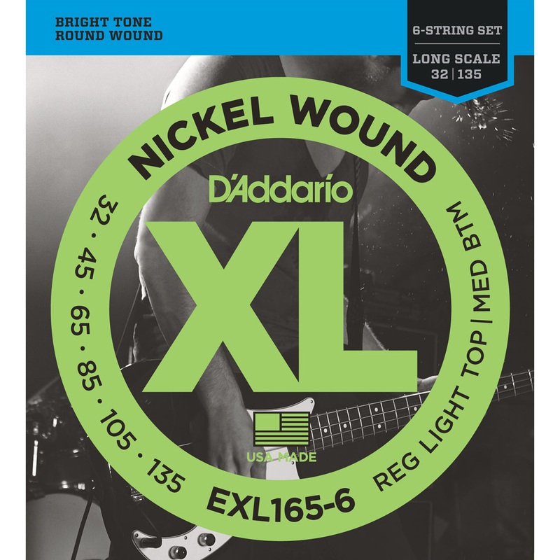 D’Addario EXL165-6 Nickel Wound 6-String Bass Custom Light 32-135 Long Scale