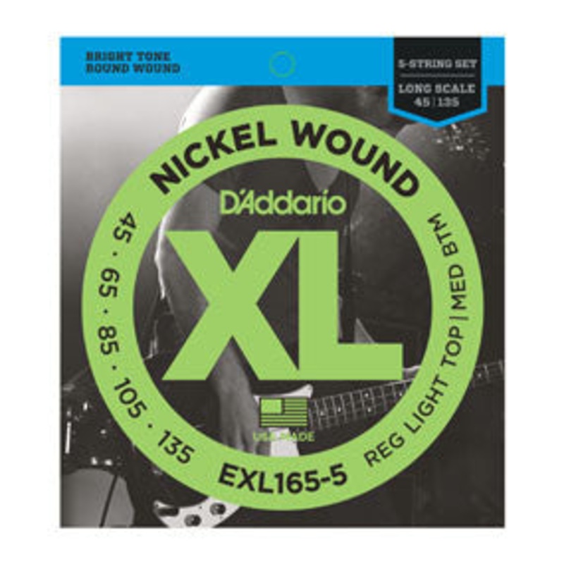D’Addario EXL165-5 Nickel Wound 5-String Bass, Custom Light, 45-135, Long Scale
