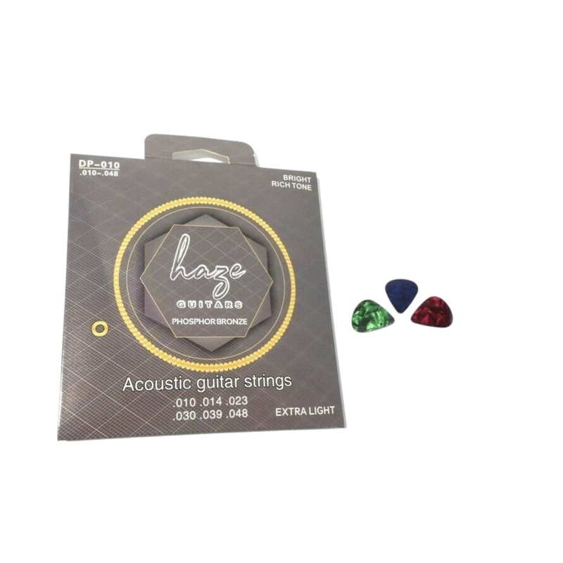 Haze DP010 Acoustic Guitar Strings – Extra Light +3 Picks
