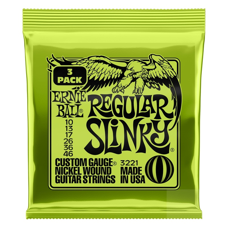 Ernie Ball Regular Slinky Nickel Wound Electric Guitar Strings 3 Pack