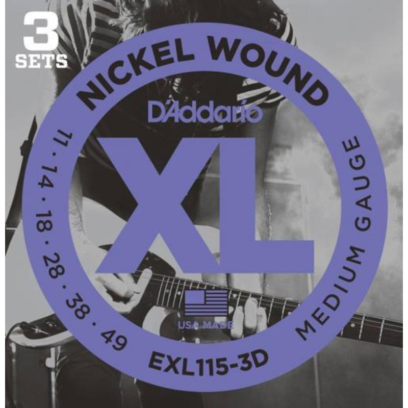 D’Addario 3-Pack Nickel Wound Electric Strings (Blues/Jazz Rock 11-49)