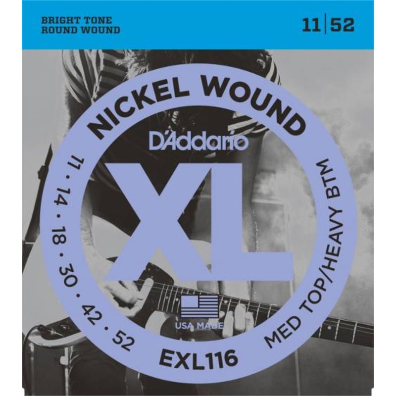 D’Addario Nickel Wound Electric Strings Med Top Heavy Bottom 11-52