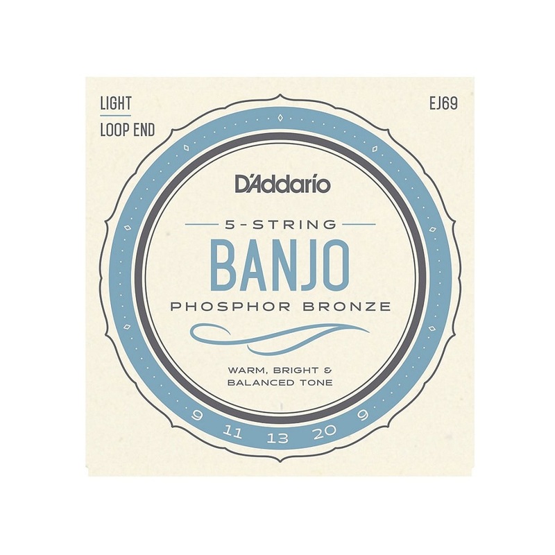 D’Addario EJ69 Phosphor Bronze 5-String Banjo Strings, Light