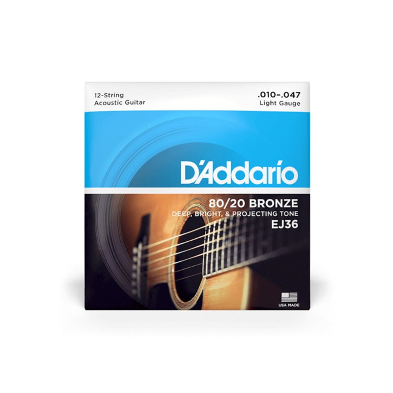 D’Addario EJ36 Light 12-String Acoustic String 80/20 Bronze 10-47