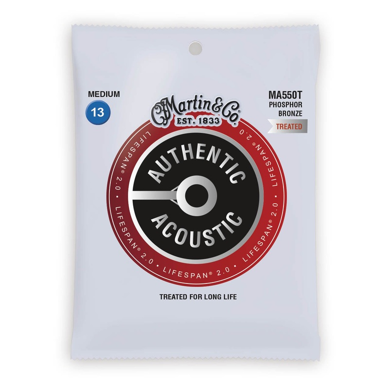 Martin Authentic Acoustic Strings Lifespan Treated Phosphor Medium 13-56 MA550T