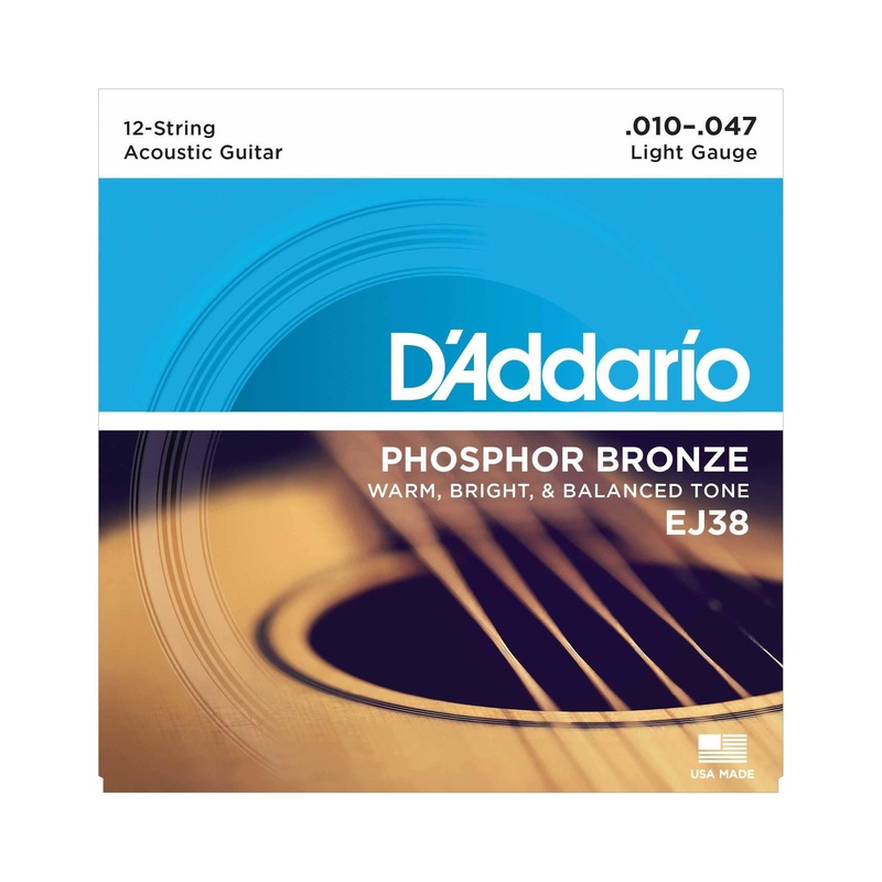 D’Addario EJ38 Phosphor Bronze Light Gauge 12-String Acoustic Guitar Set