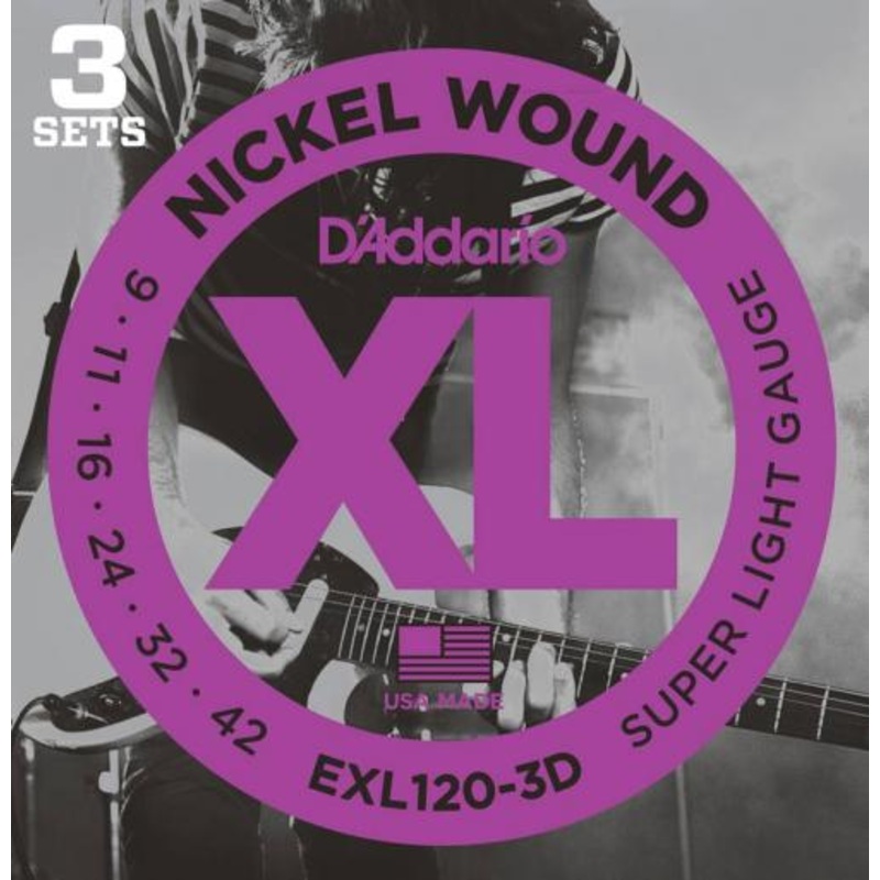 D’Addario 3-Pack Nickel Wound Electric Strings (Super Light 9-42)