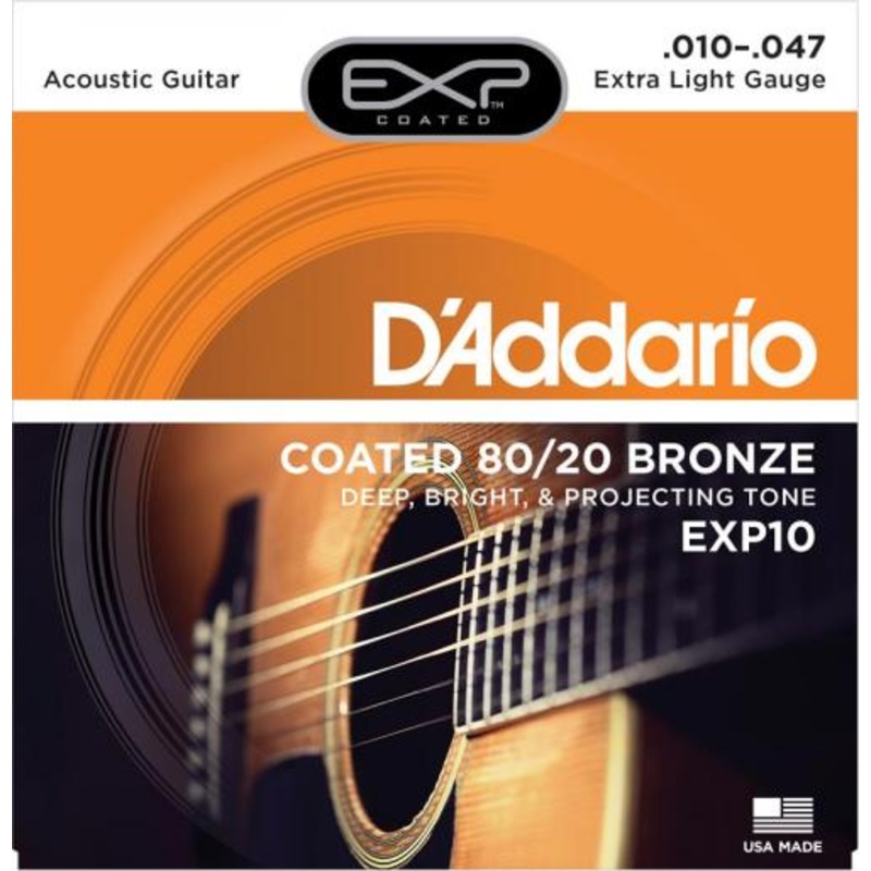 D’Addario EXP Coated 80/20 Bronze Acoustic Strings (X-Light 10-47)