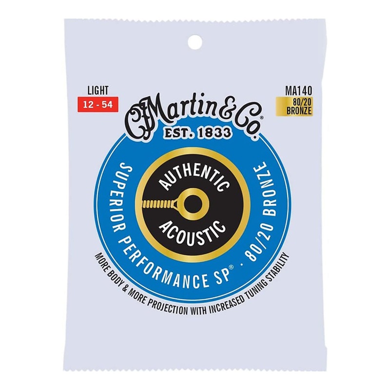 Martin Authentic Acoustic Superior Performance 80/20 Bronze Guitar Strings, .012 – .054 Light