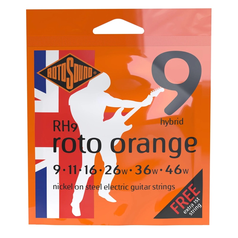 Rotosound Roto Orange RH9 Nickel Wound Electric Guitar Strings, Hybrid (9-46)