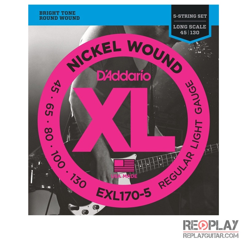 D’Addario EXL170-5 Nickel Wound 5-String Bass, Light, 45-130, Long Scale
