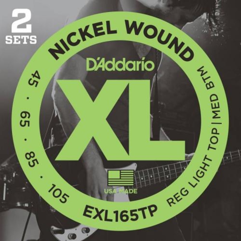 D’Addario 2-Pack Nickel Wound Bass Strings (Reg Top/Med Bottom (45-105)